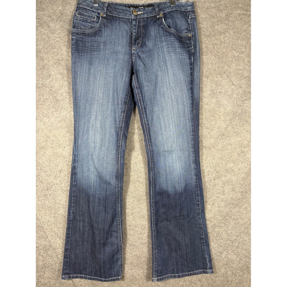 Mossimo Premium Denim Women 8 Dark‎ Wash Bootcut Jeans Stretch Mid Rise Blue